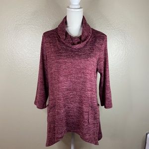 SJS Burgundy Cowl Neck Sweater with pockets  Sz-L